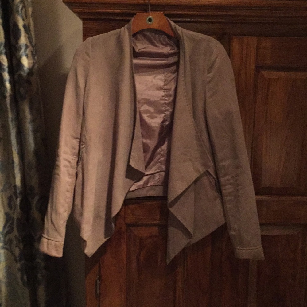 Suede drape front blazer